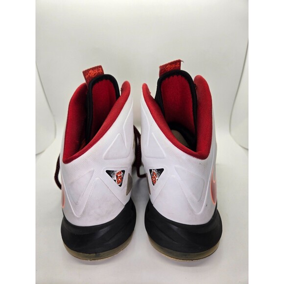 Nike LeBron 10 X Heat Home Basketball Shoes Men\'s 9 White Red Athletic Sneakers